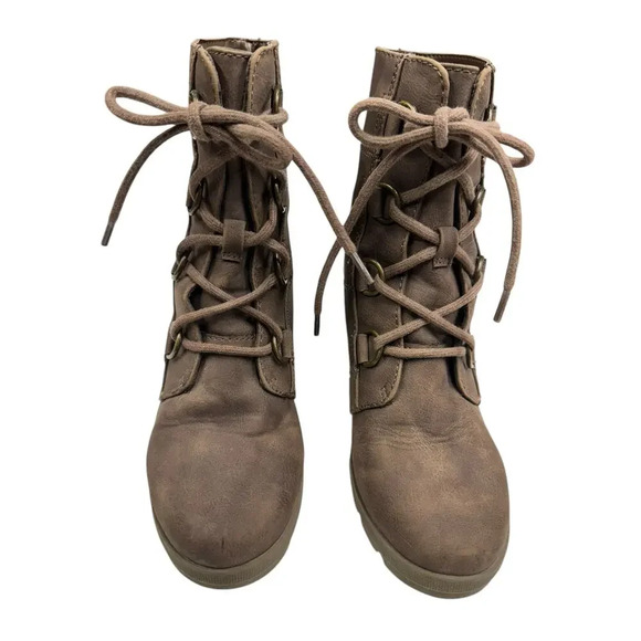 Brown Wedge Lace Up Ankle Boot Size 6.5 - Picture 4 of 14